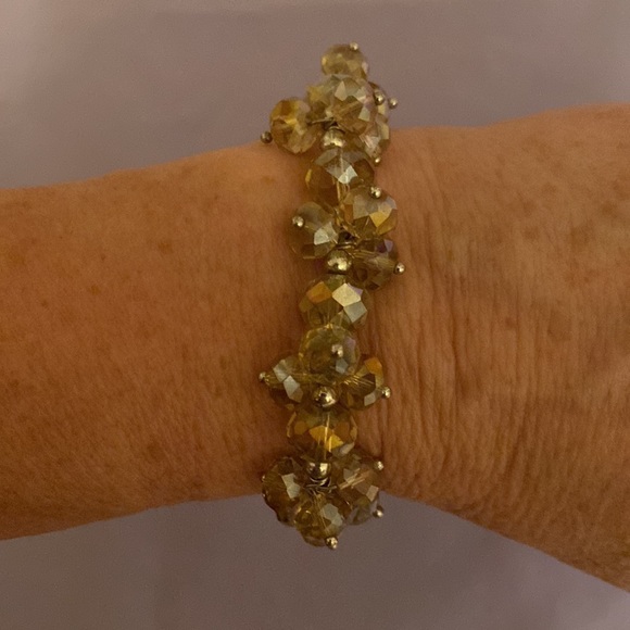 Sparkly Beaded Bracelet, Gold-tone and Reflective - Picture 2 of 2